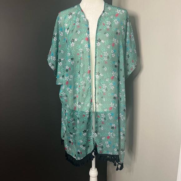 Serra Woman's Floral Teal Scarf Wrap Swimsuit Cover Up- Size OS - Picture 1 of 8